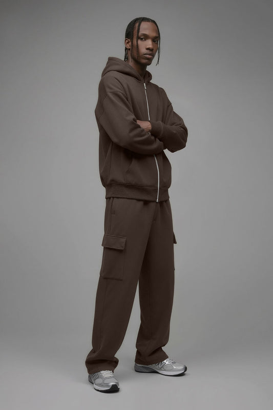 410 Oversized Zip Hoodie - Brown - OVERSIZED HOODIE