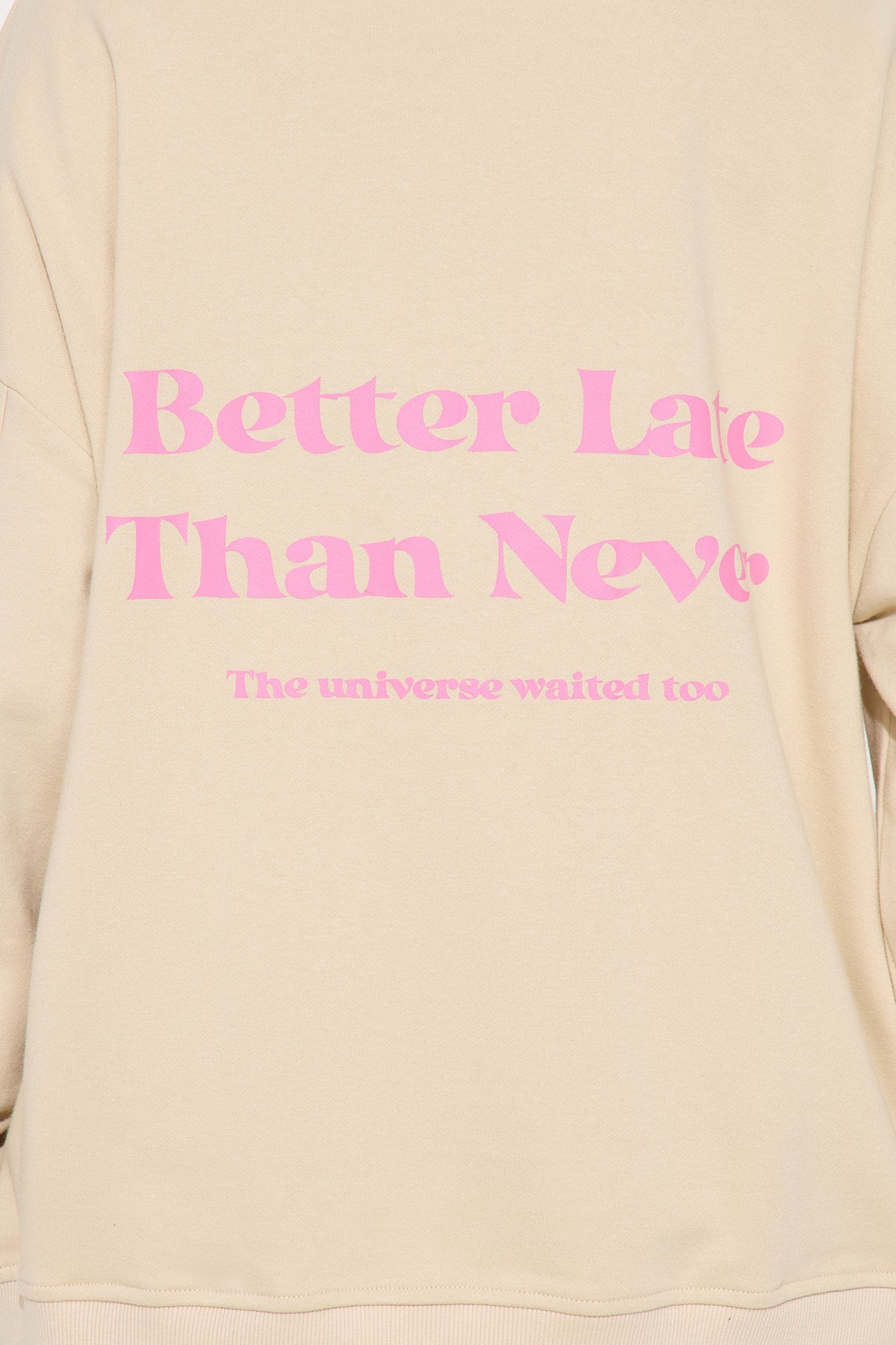 Better Late Than Never Hoodie Pant Set - Beige - OVERSIZED HOODIE