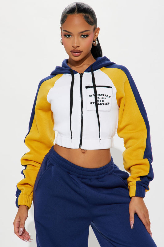 Manhattan Fleece Pant Set - Navy - OVERSIZED HOODIE