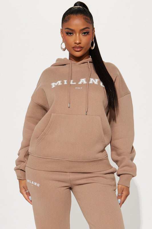 Milano Sweatpant Set - Mocha - OVERSIZED HOODIE