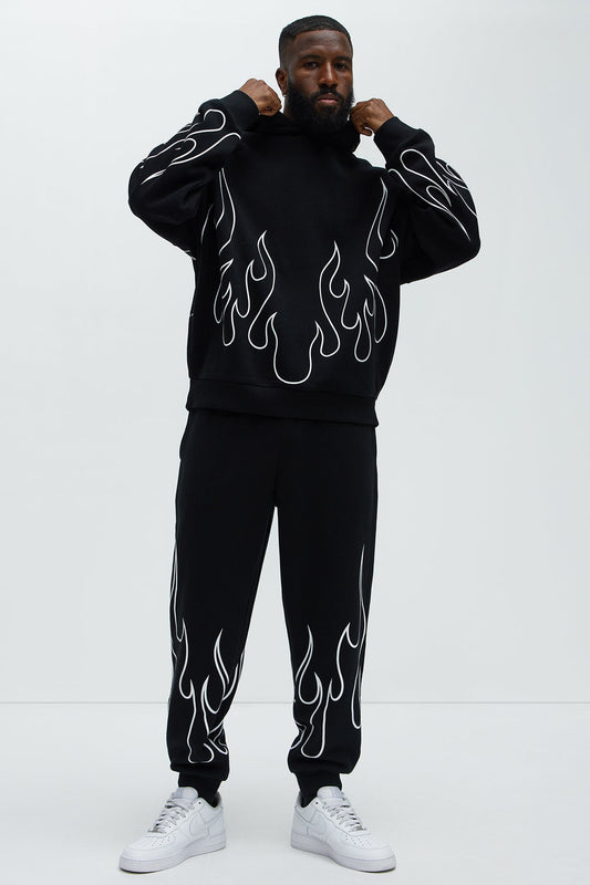 Tyson Chase Flame Oversized Hoodie - Black/combo