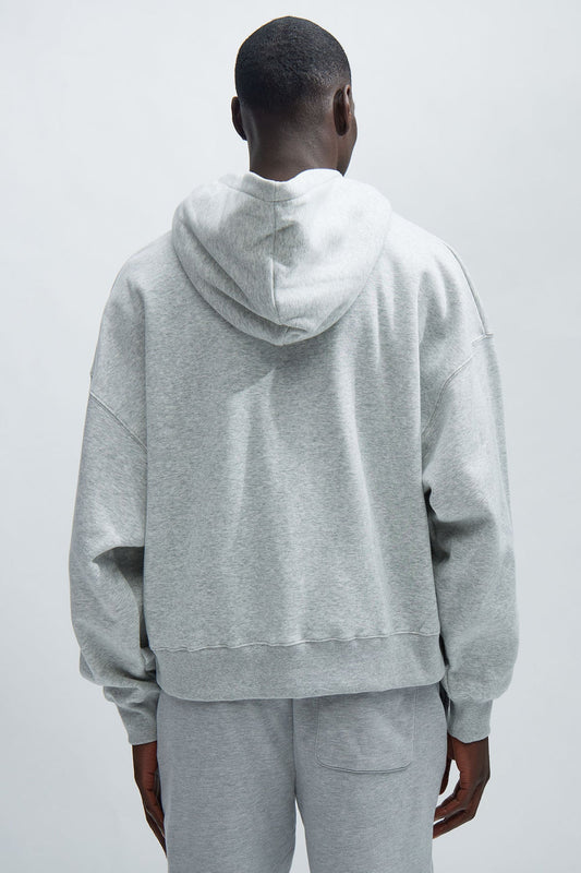 Tyson Oversized Heavyweight Zip Up - Heather Grey