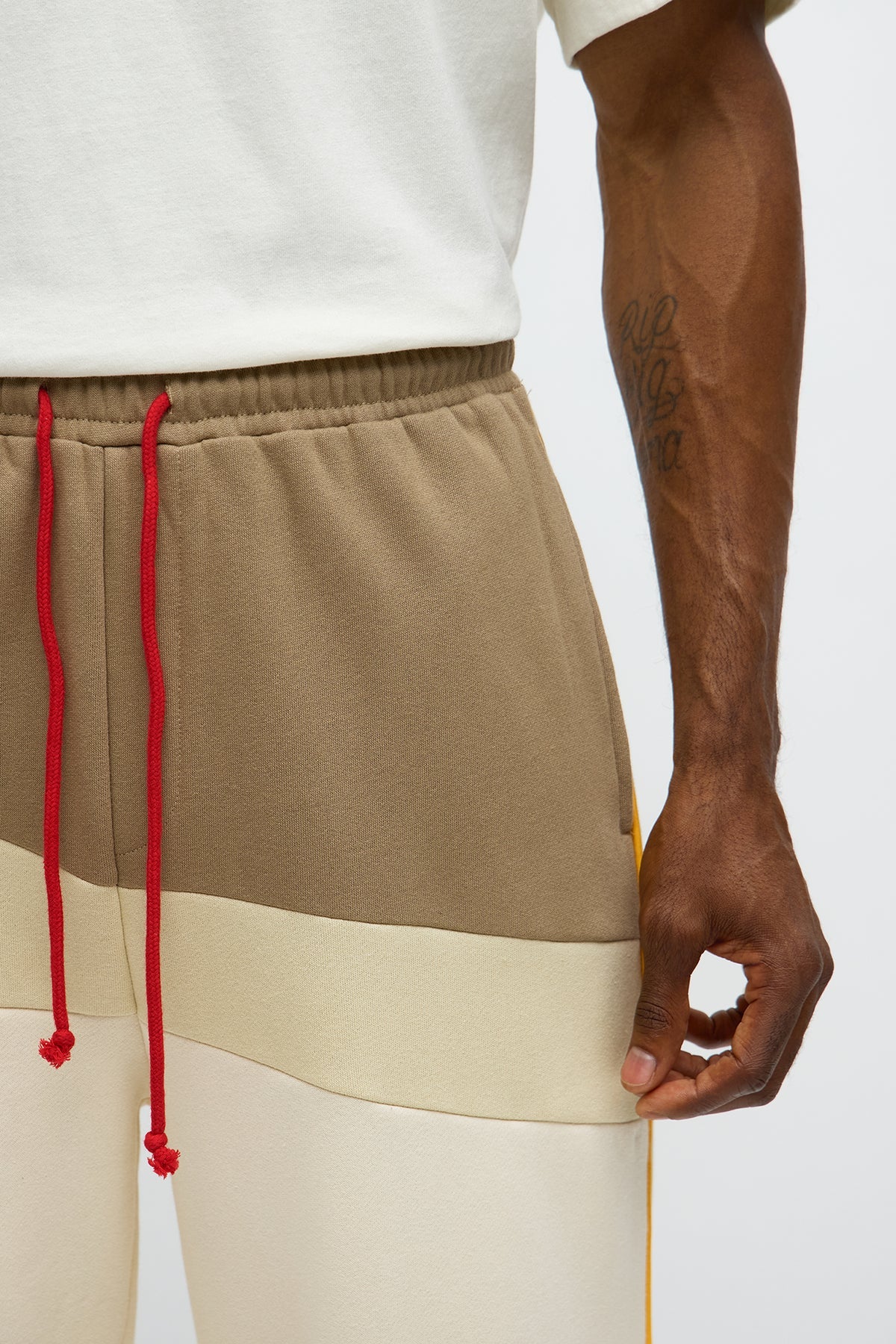 Been A Player Colorblock Sweatpant - Tan/Multi - OVERSIZED HOODIE