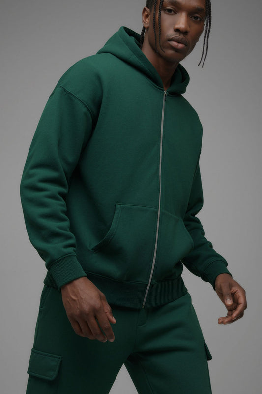 410 Oversized Zip Hoodie - Hunter Green
