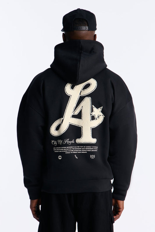 City Of Angels Embroidered Hoodie - Black