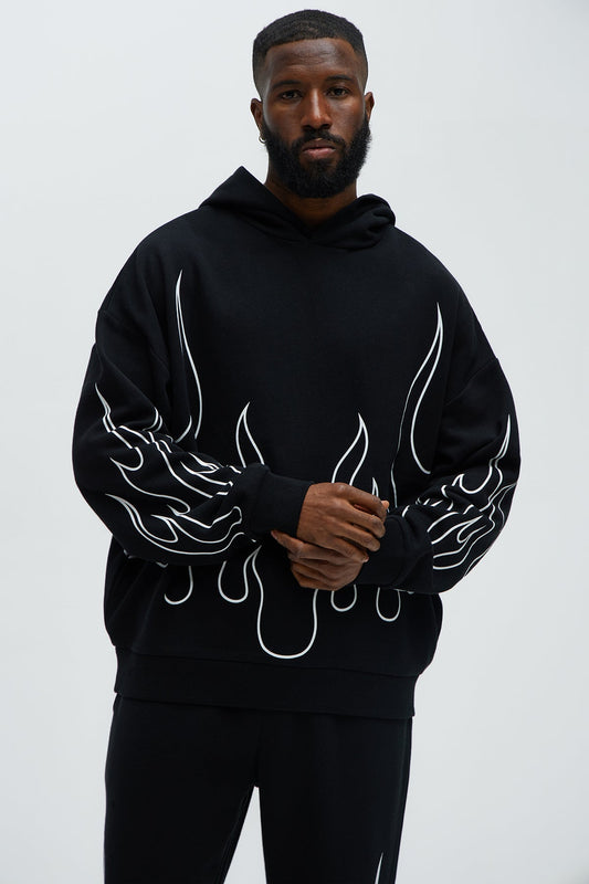 Tyson Chase Flame Oversized Hoodie - Black/combo