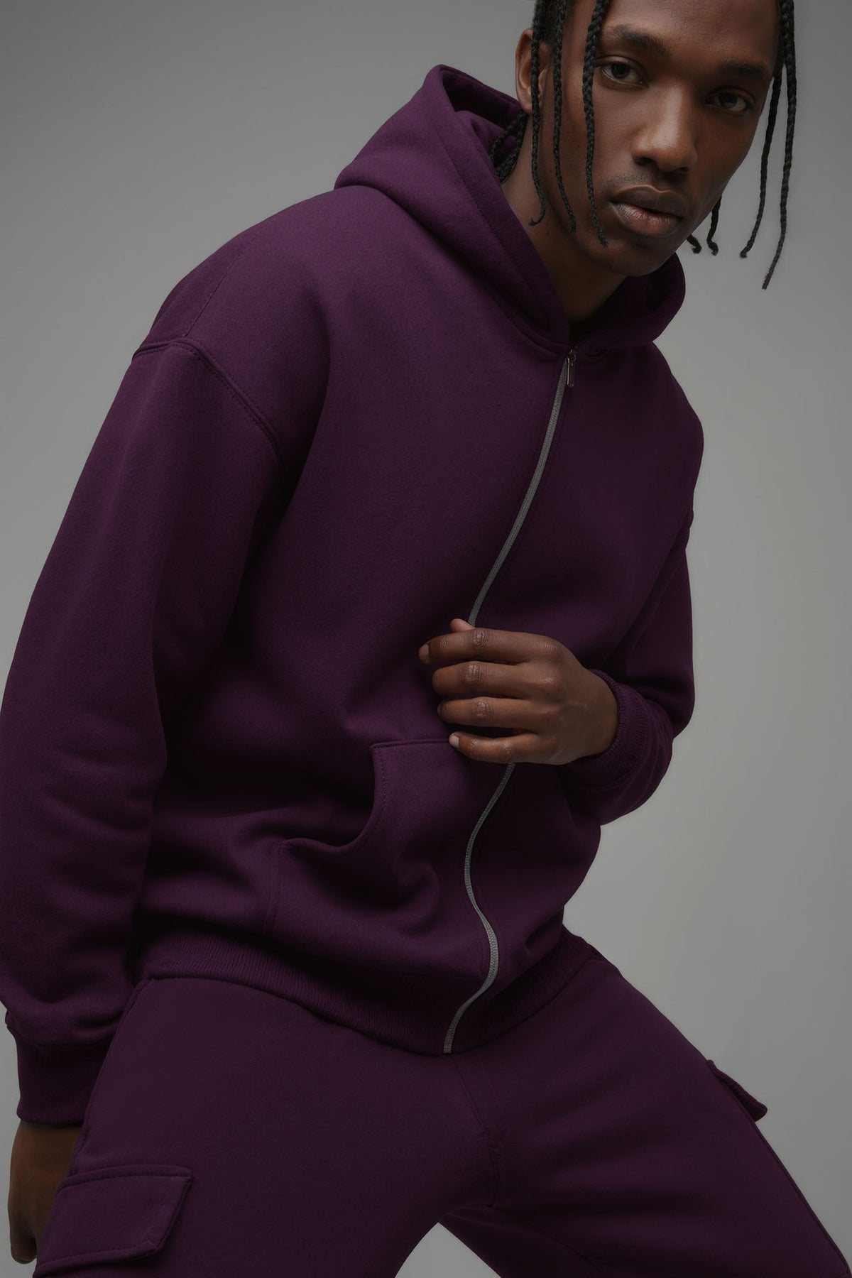 410 Oversized Zip Hoodie - Plum - OVERSIZED HOODIE