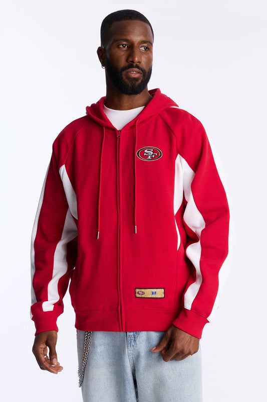 49ers Monster Oversized Zip Up Hoodie - Red - OVERSIZED HOODIE