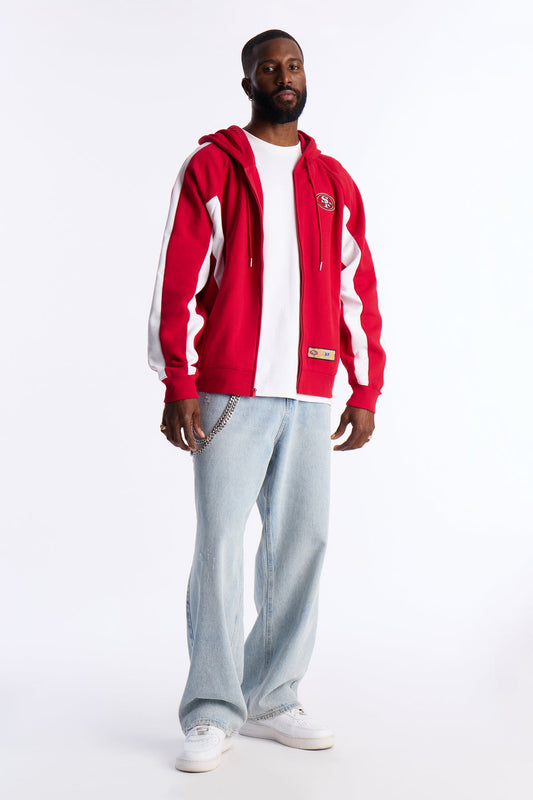 49ers Monster Oversized Zip Up Hoodie - Red - OVERSIZED HOODIE