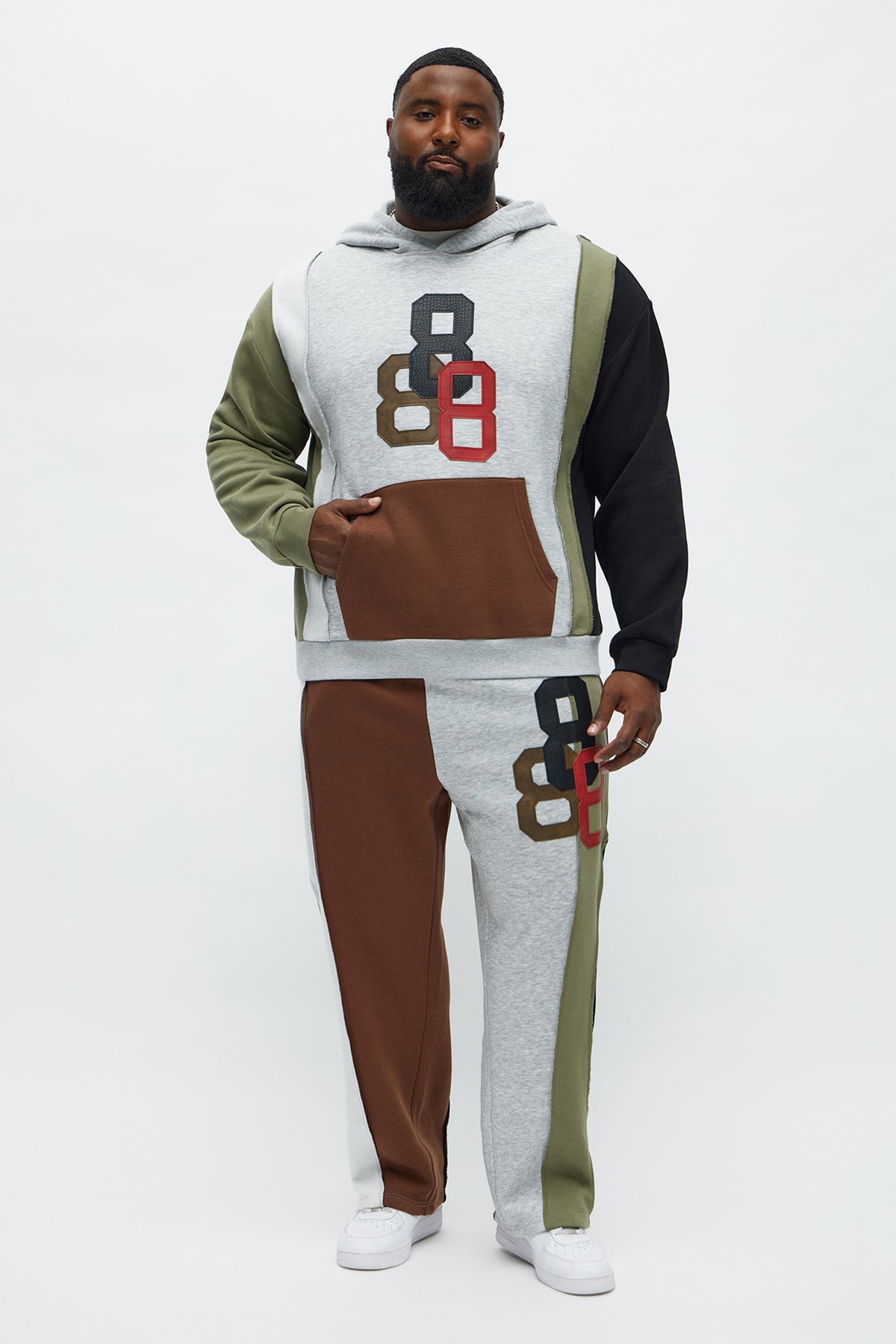 888 Patchwork Hoodie - Multi Color - OVERSIZED HOODIE