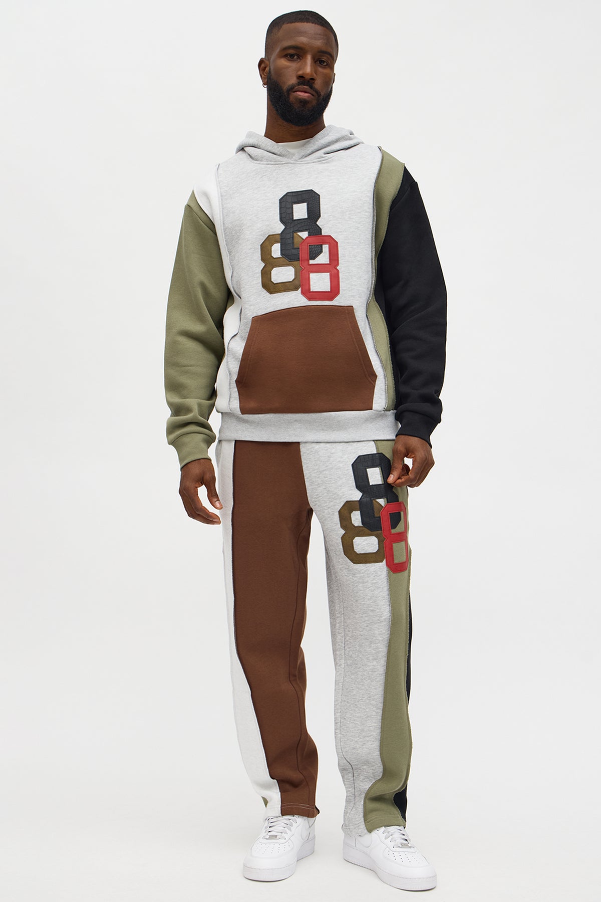 888 Patchwork Hoodie - Multi Color - OVERSIZED HOODIE