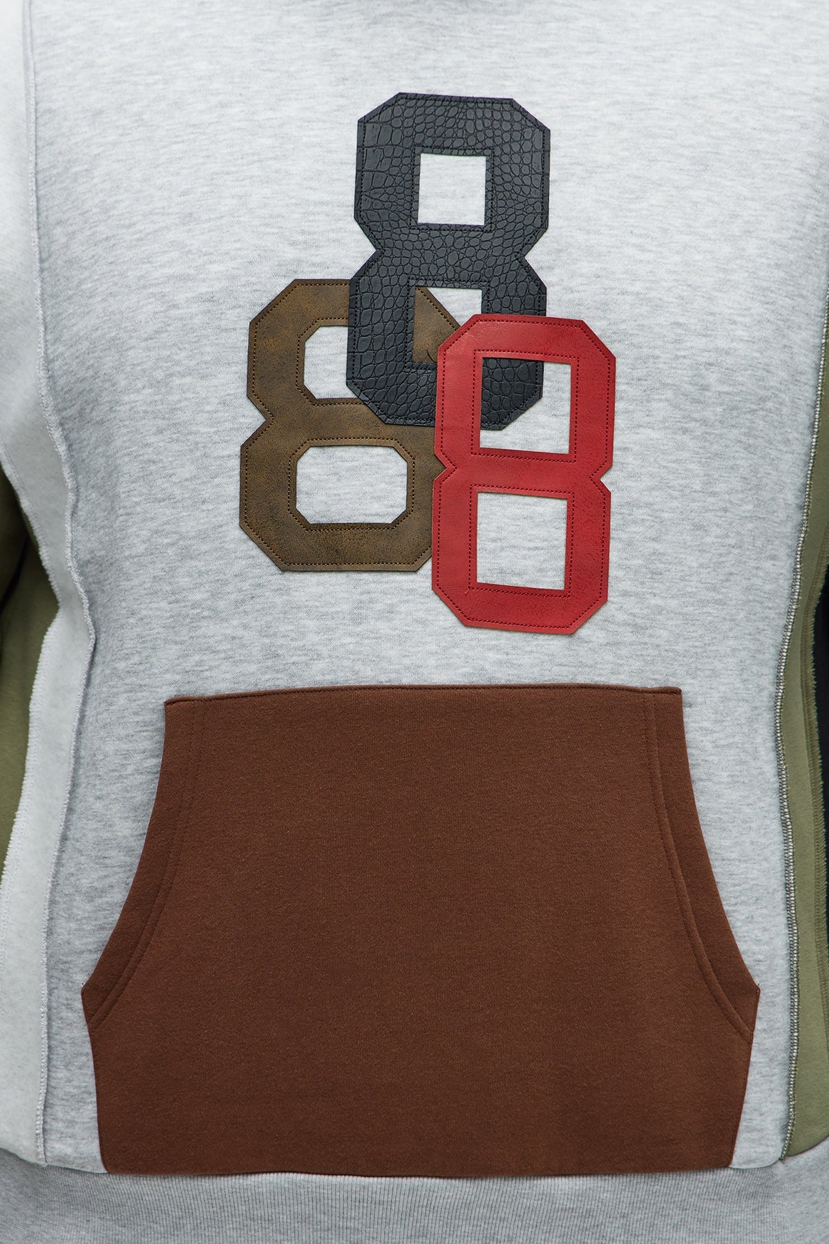 888 Patchwork Hoodie - Multi Color - OVERSIZED HOODIE