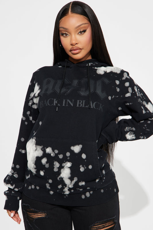 Back In Black ACDC Hoodie - Black/white - OVERSIZED HOODIE