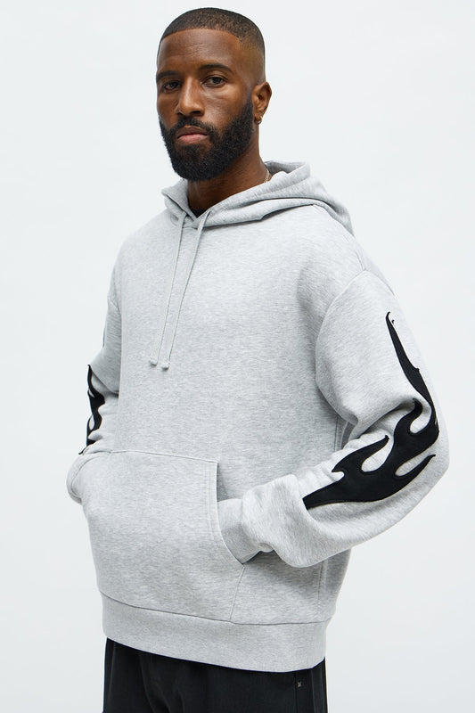 Flame Time Tyson Hoodie - Heather Grey - OVERSIZED HOODIE