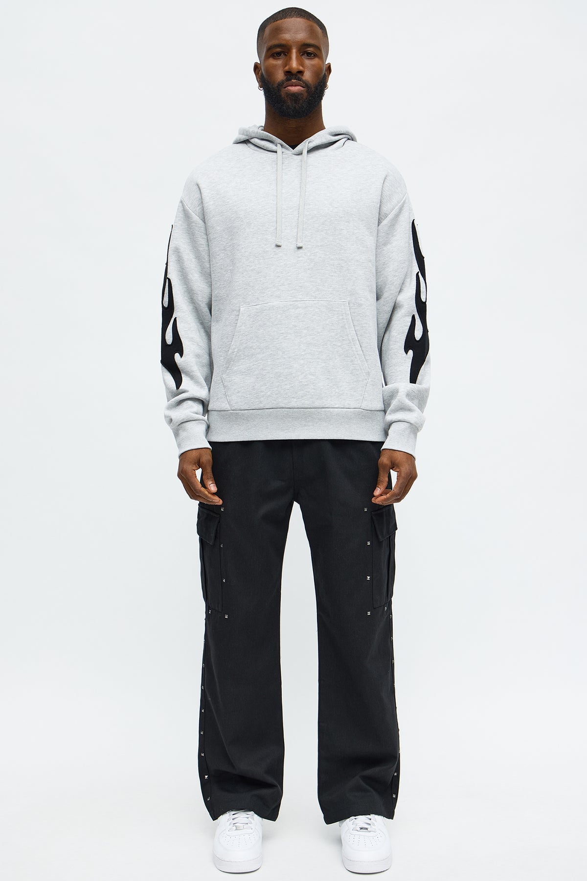 Flame Time Tyson Hoodie - Heather Grey - OVERSIZED HOODIE