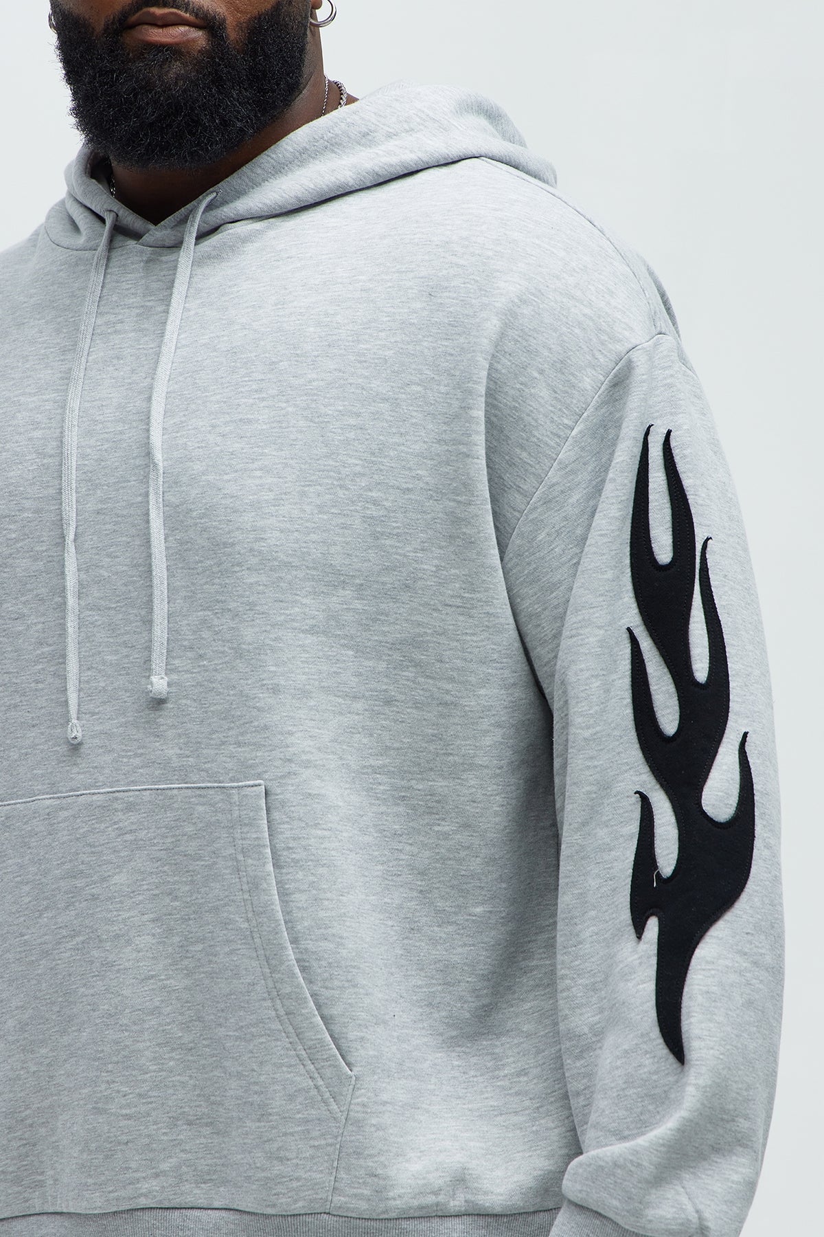 Flame Time Tyson Hoodie - Heather Grey - OVERSIZED HOODIE