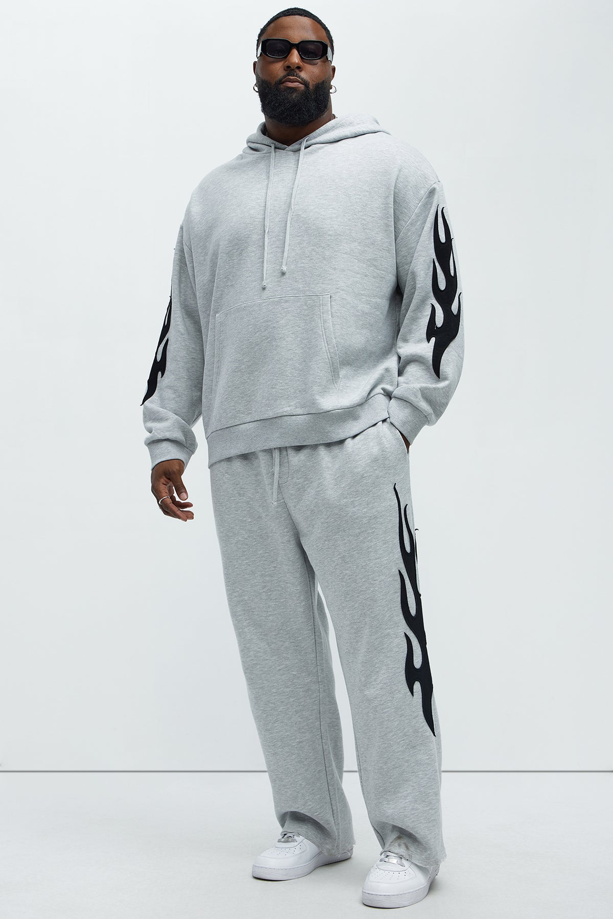 Flame Time Tyson Hoodie - Heather Grey - OVERSIZED HOODIE