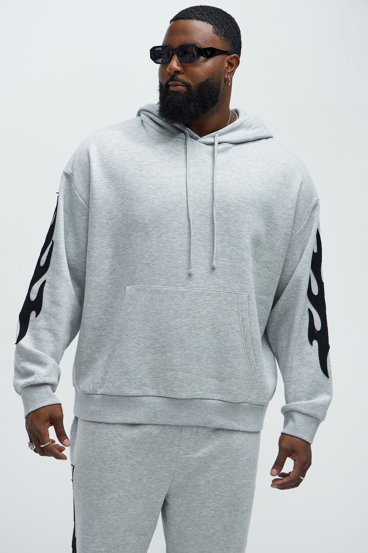 Flame Time Tyson Hoodie - Heather Grey - OVERSIZED HOODIE