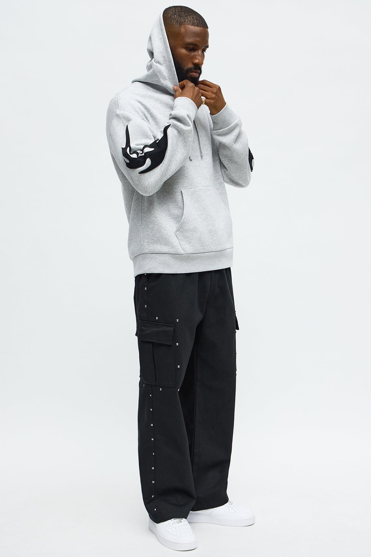 Flame Time Tyson Hoodie - Heather Grey - OVERSIZED HOODIE