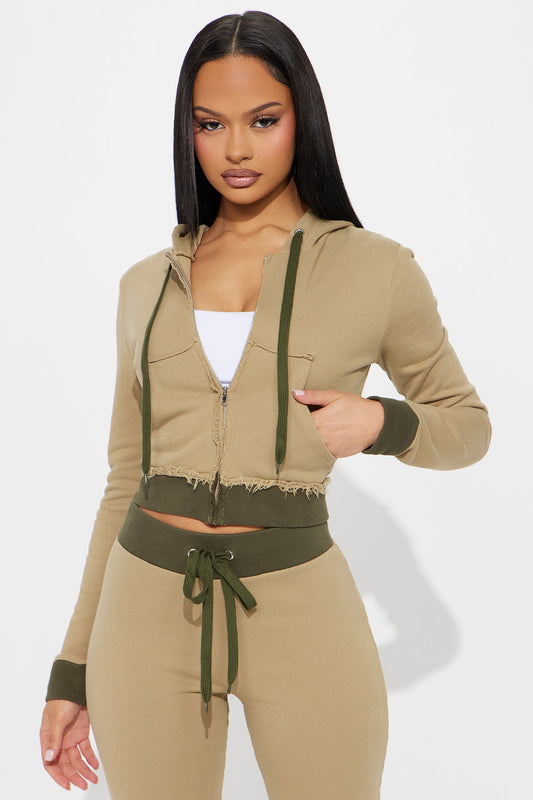 Keeping Up With Me Pant Set - Olive - OVERSIZED HOODIE