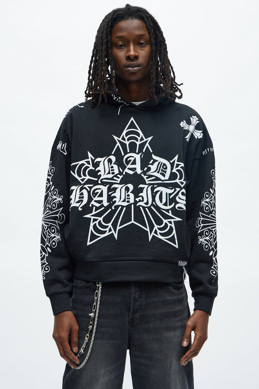 Loyalty Royalty Oversized Hoodie - Black - OVERSIZED HOODIE