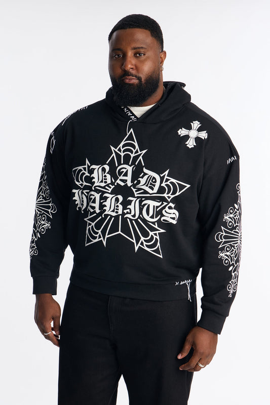 Loyalty Royalty Oversized Hoodie - Black - OVERSIZED HOODIE