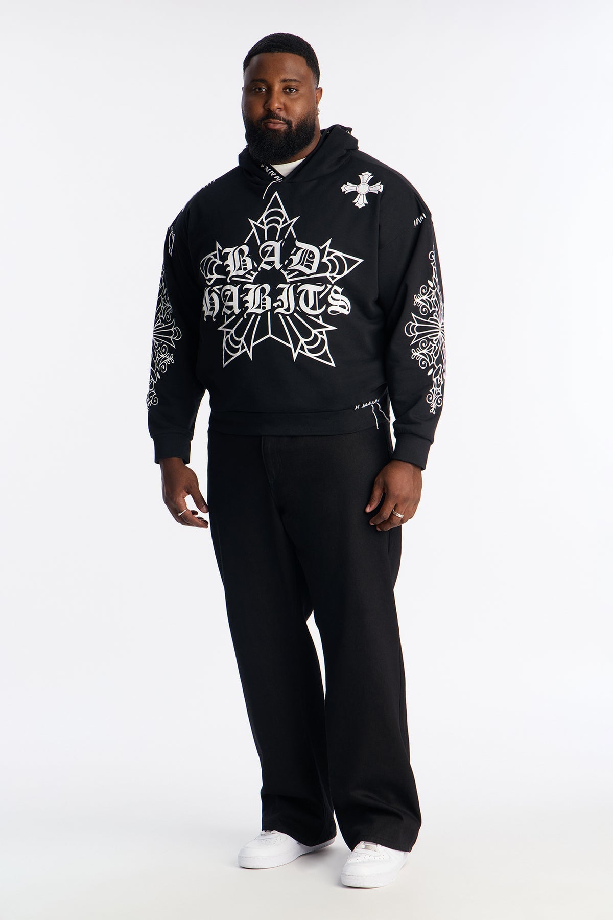 Loyalty Royalty Oversized Hoodie - Black - OVERSIZED HOODIE