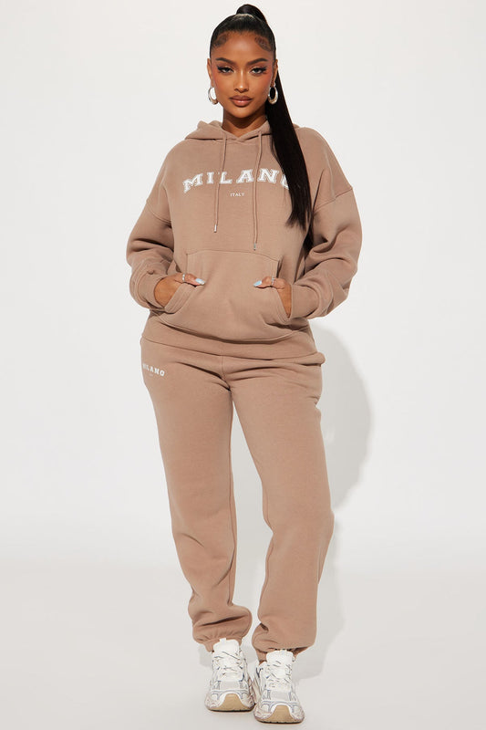 Milano Sweatpant Set - Mocha - OVERSIZED HOODIE