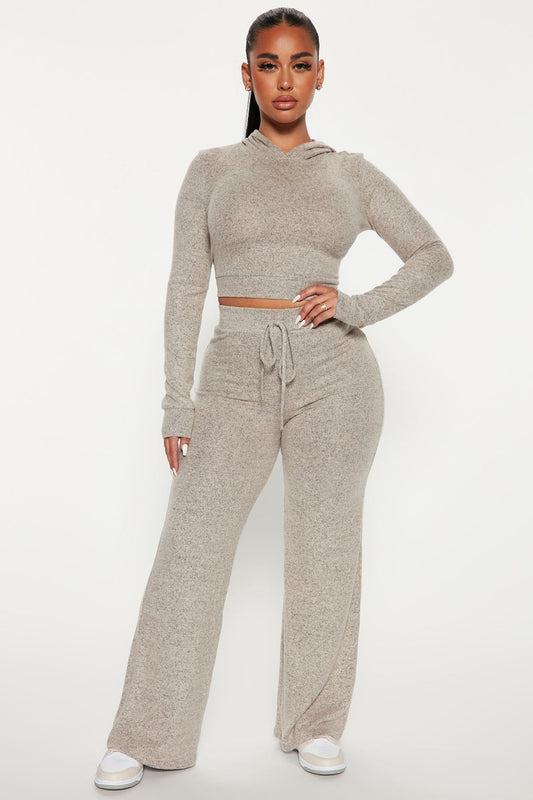 On A Break Pant Set - Oatmeal - OVERSIZED HOODIE