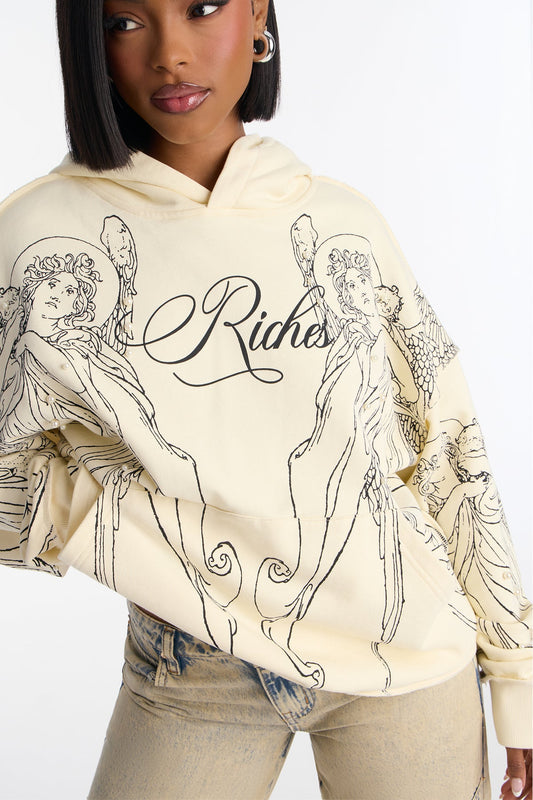 Rich Studios Pearl Embellished Hoodie - Cream - OVERSIZED HOODIE