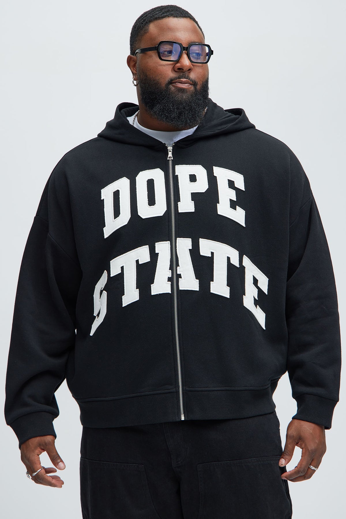 Tyson Dope State Oversized Zip Up Hoodie - Black