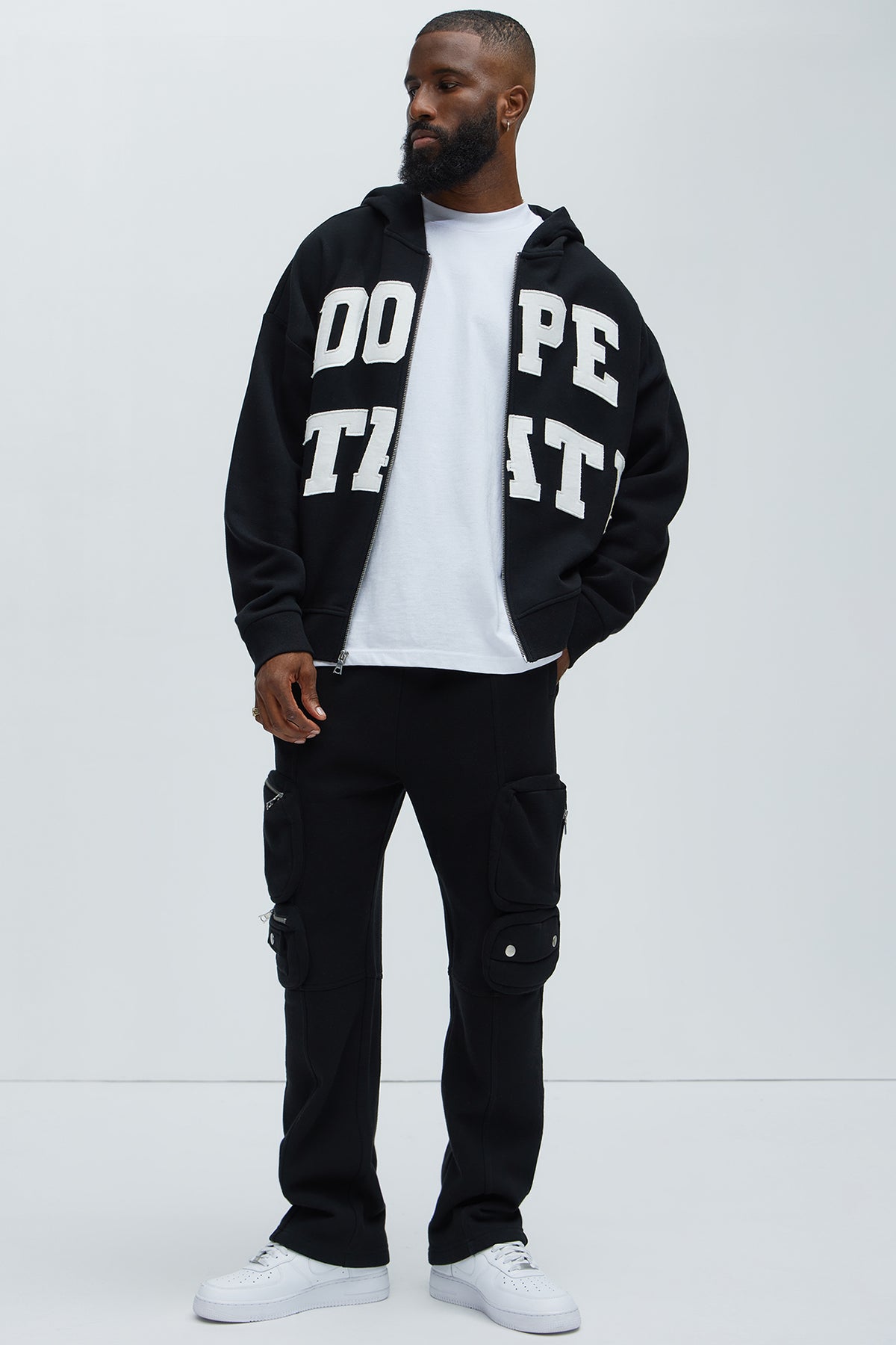 Tyson Dope State Oversized Zip Up Hoodie - Black