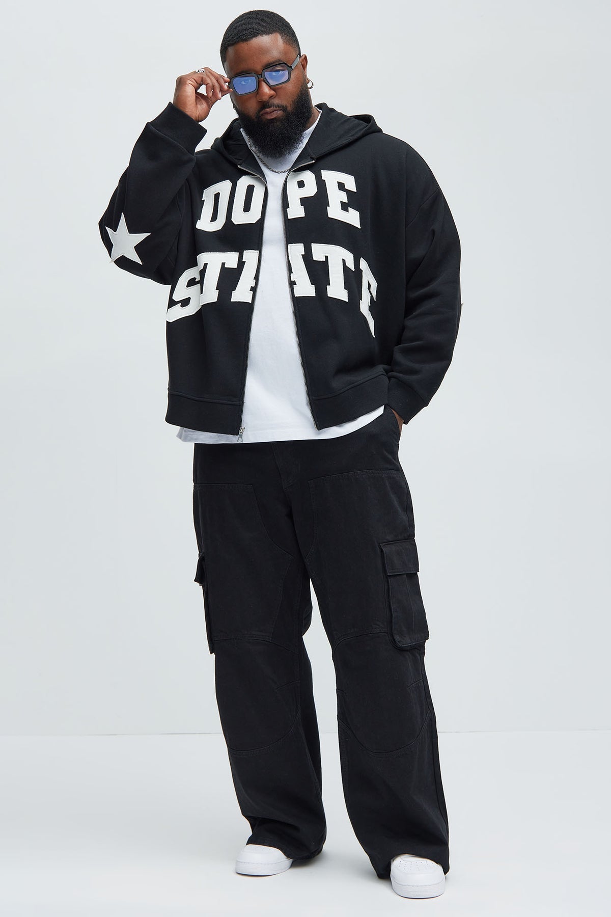 Tyson Dope State Oversized Zip Up Hoodie - Black